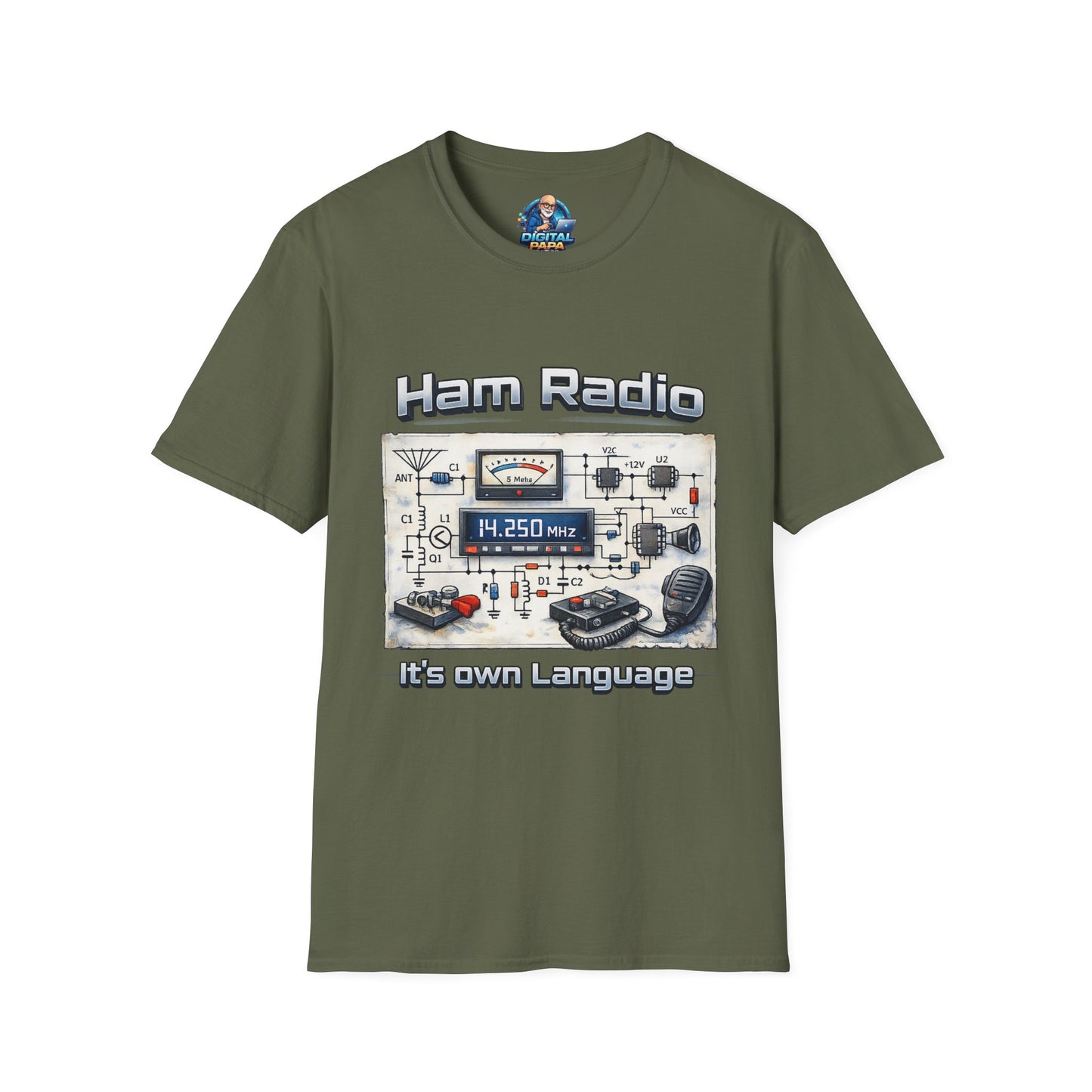 Ham Radio T-Shirt — “Ham Radio: It’s Own Language” Retro Radio Design