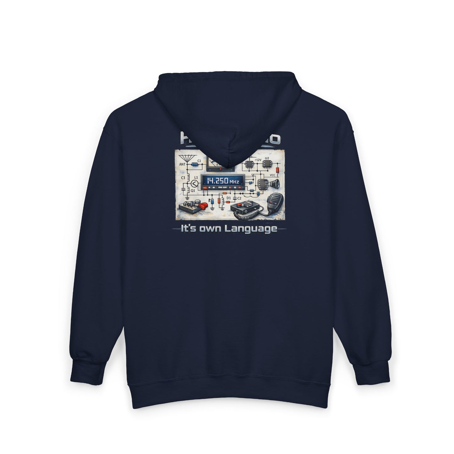 Ham Radio Zip Hoodie — 'Ham Radio: It’s Our Language' Operator Sweatshirt