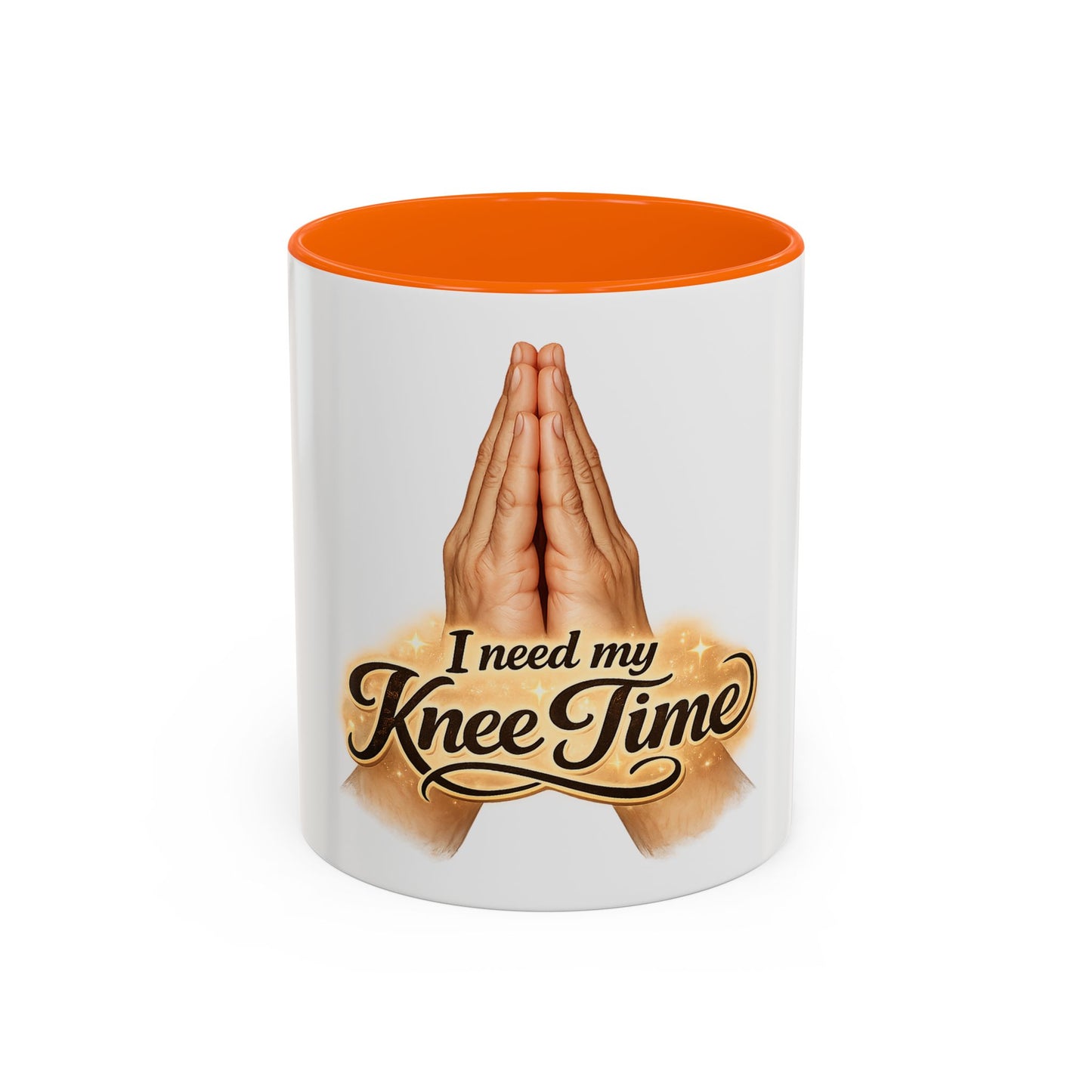 I Need My Knee Time Prayer Coffee Mug — Religious Prayer Hands Accent Mug