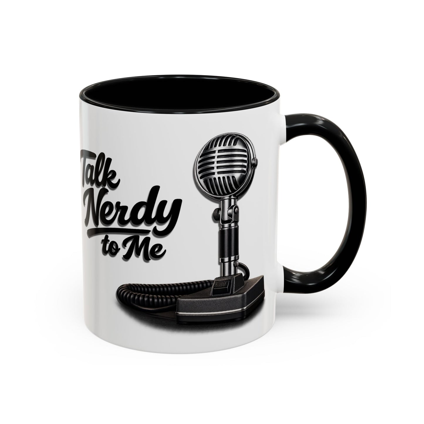 Talk Nerdy to Me Coffee Mug — Retro Ham Radio Microphone Accent Mug (11/15 oz)