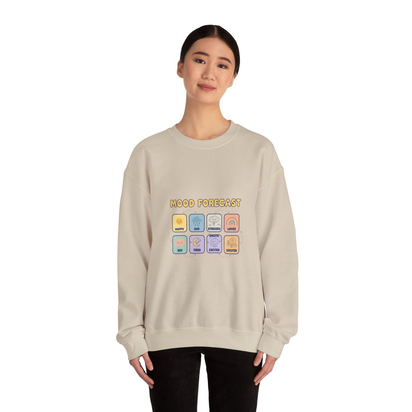 Mood Forecast Chart Sweatshirt | whimsical weather map, emotion forecast illustration