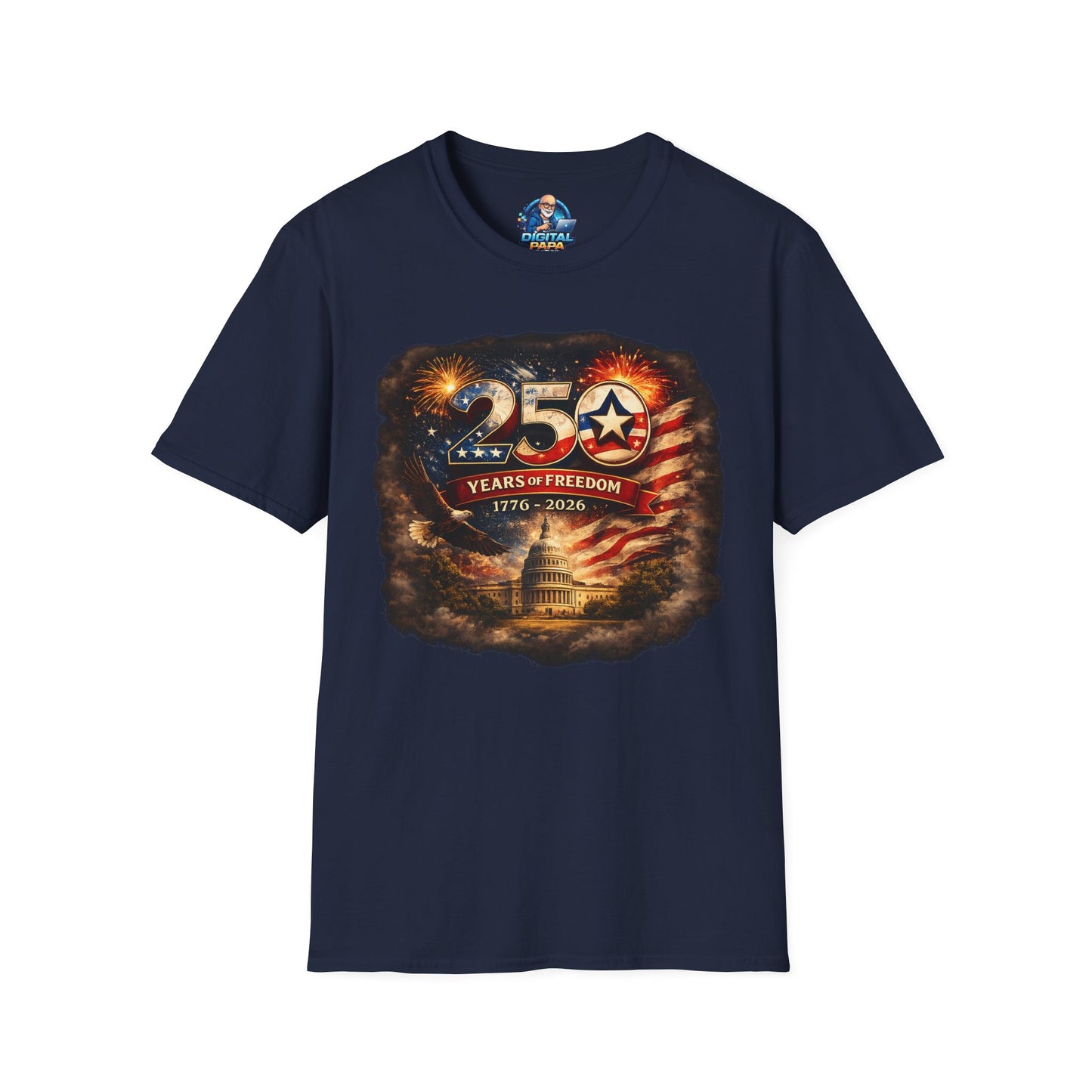 250 Years of Freedom 1776–2026 T-Shirt — Patriotic American Flag & Capitol Anniversary Tee
