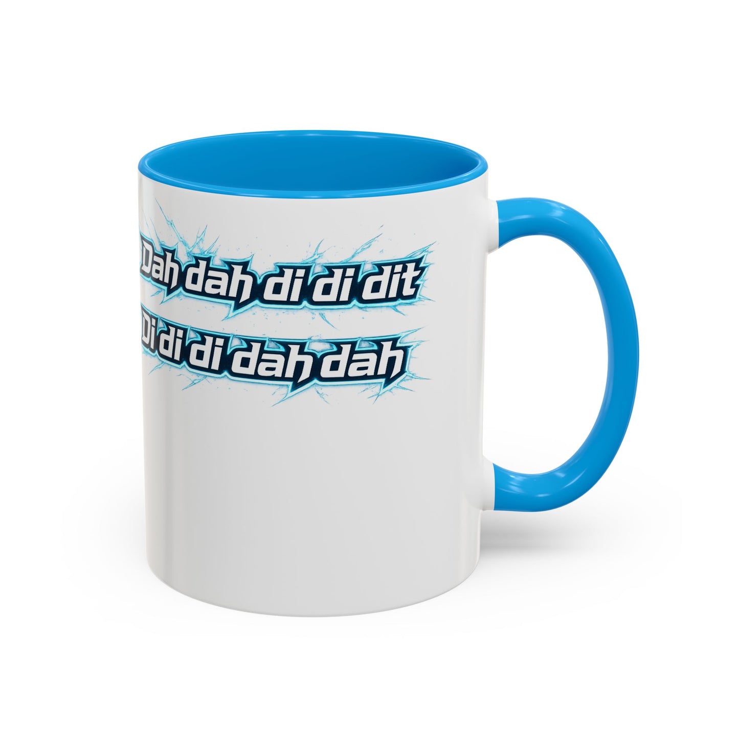 Novelty Mug — 'Dah di dah dit' Repeating Text Ceramic Coffee Cup (11oz & 15oz)
