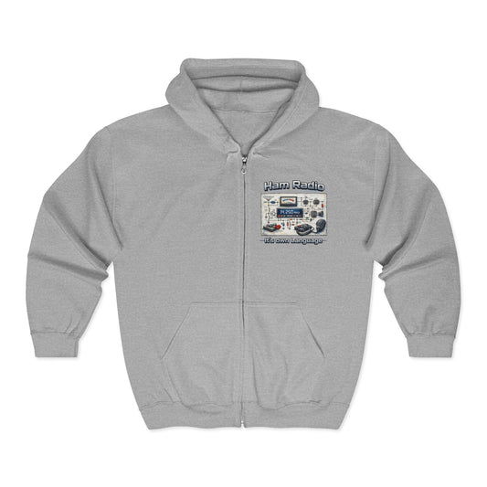 Ham Radio Zip Hoodie — 'Ham Radio: It’s Our Language' Operator Sweatshirt
