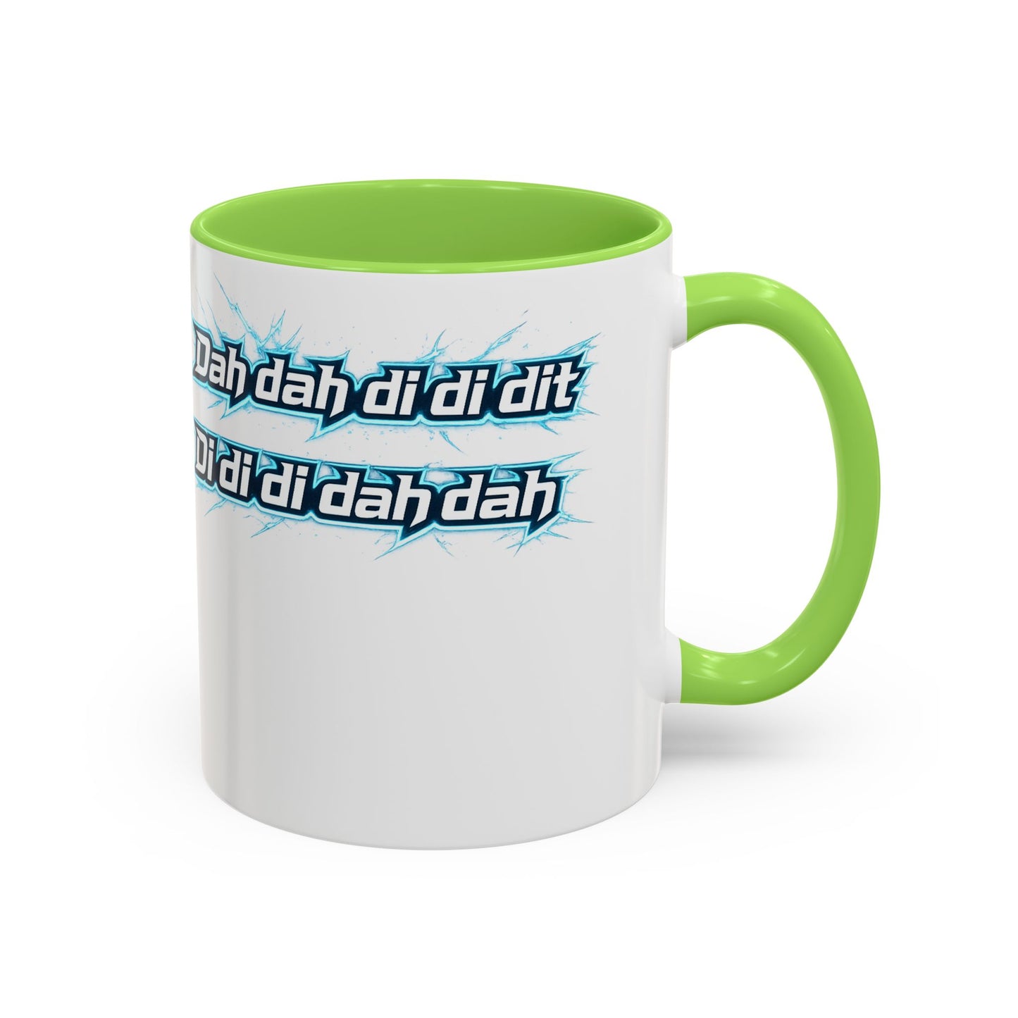 Novelty Mug — 'Dah di dah dit' Repeating Text Ceramic Coffee Cup (11oz & 15oz)