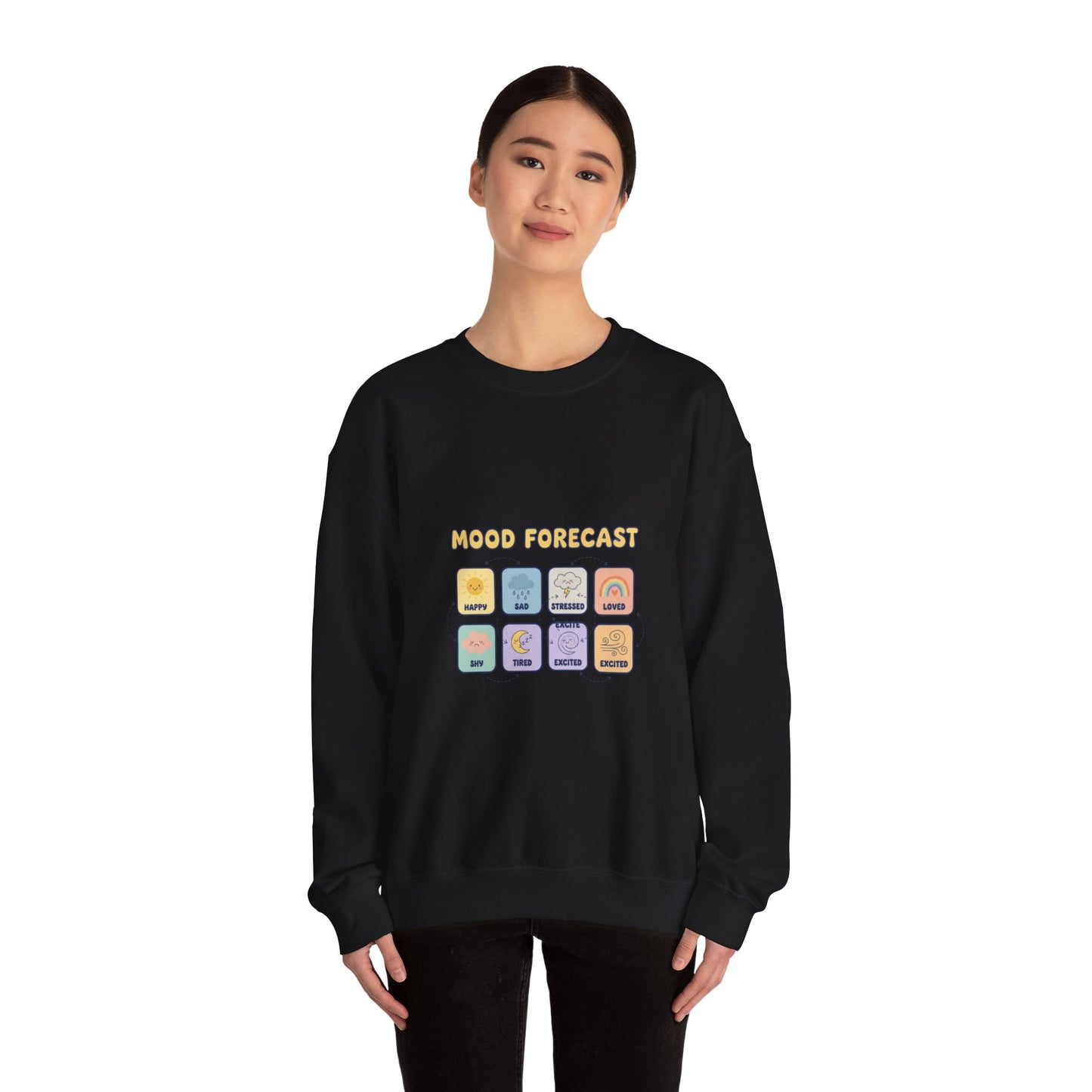 Mood Forecast Chart Sweatshirt | whimsical weather map, emotion forecast illustration