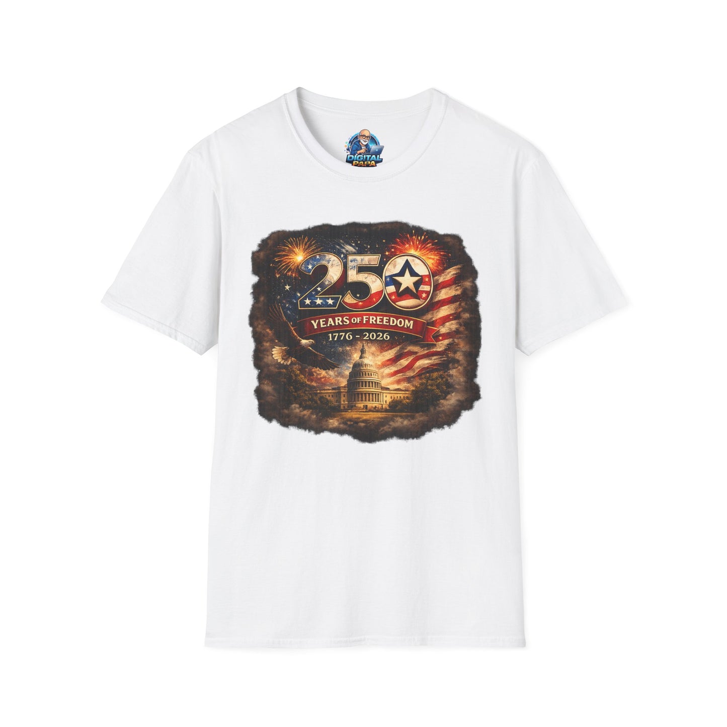 250 Years of Freedom 1776–2026 T-Shirt — Patriotic American Flag & Capitol Anniversary Tee