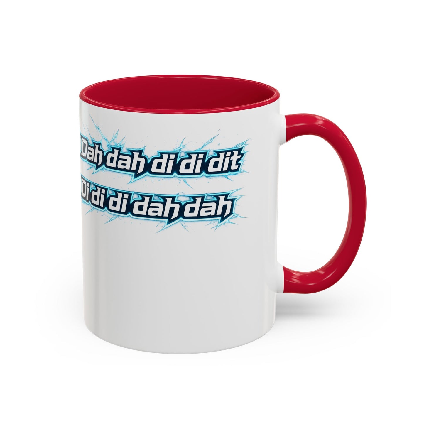Novelty Mug — 'Dah di dah dit' Repeating Text Ceramic Coffee Cup (11oz & 15oz)