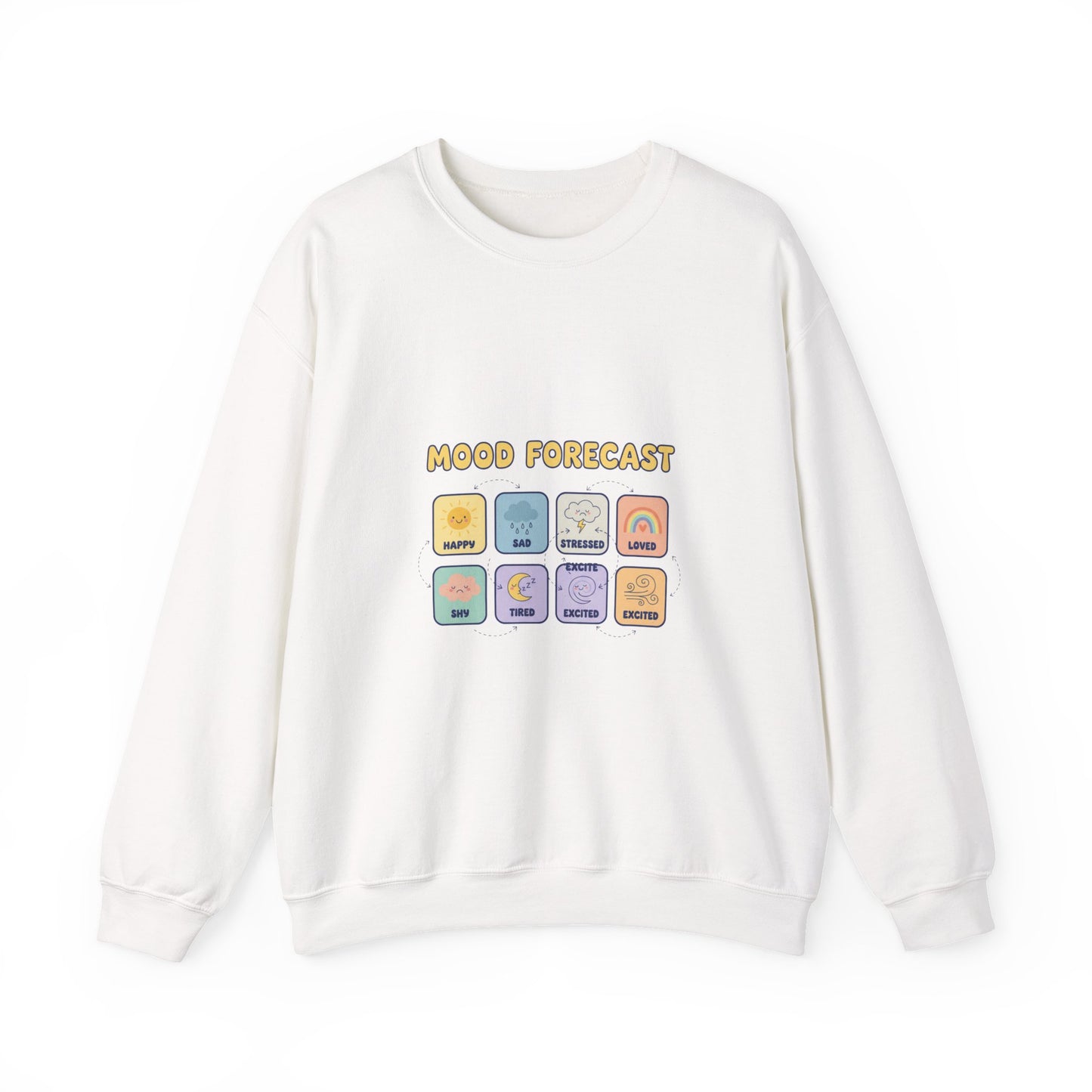 Mood Forecast Chart Sweatshirt | whimsical weather map, emotion forecast illustration