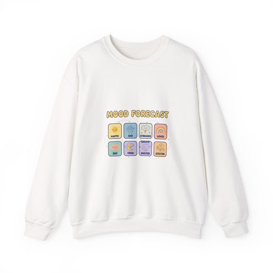Mood Forecast Chart Sweatshirt | whimsical weather map, emotion forecast illustration