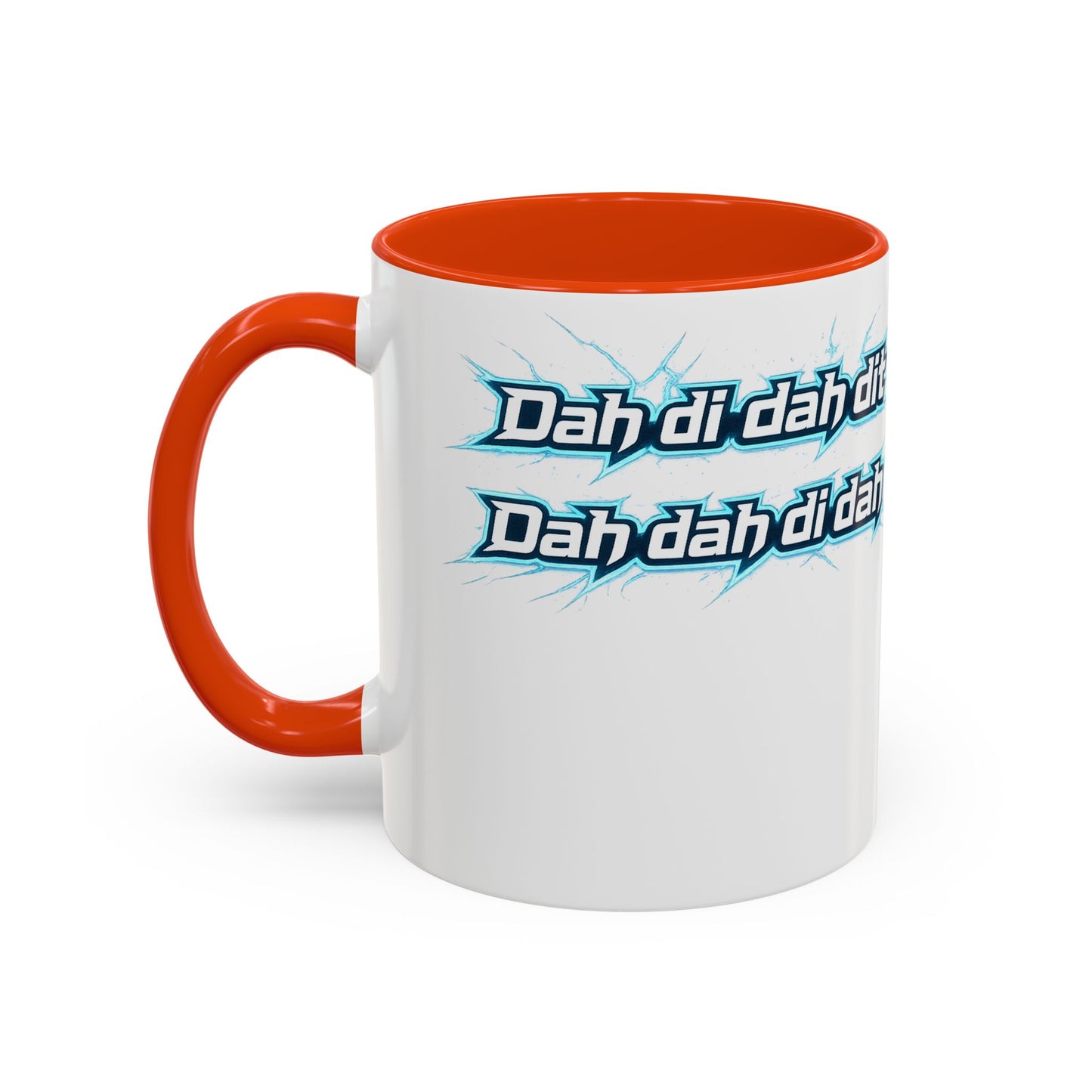 Novelty Mug — 'Dah di dah dit' Repeating Text Ceramic Coffee Cup (11oz & 15oz)