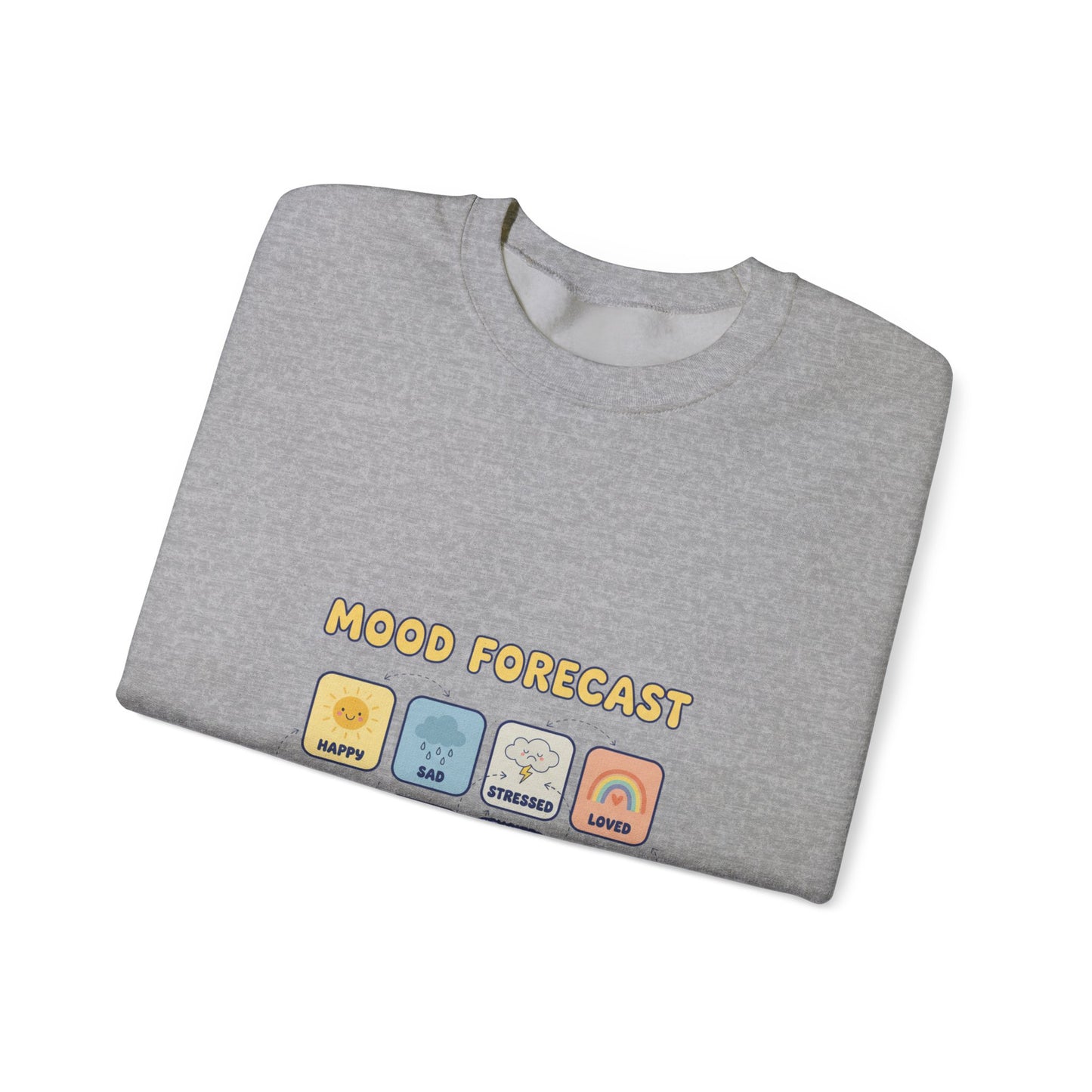 Mood Forecast Chart Sweatshirt | whimsical weather map, emotion forecast illustration