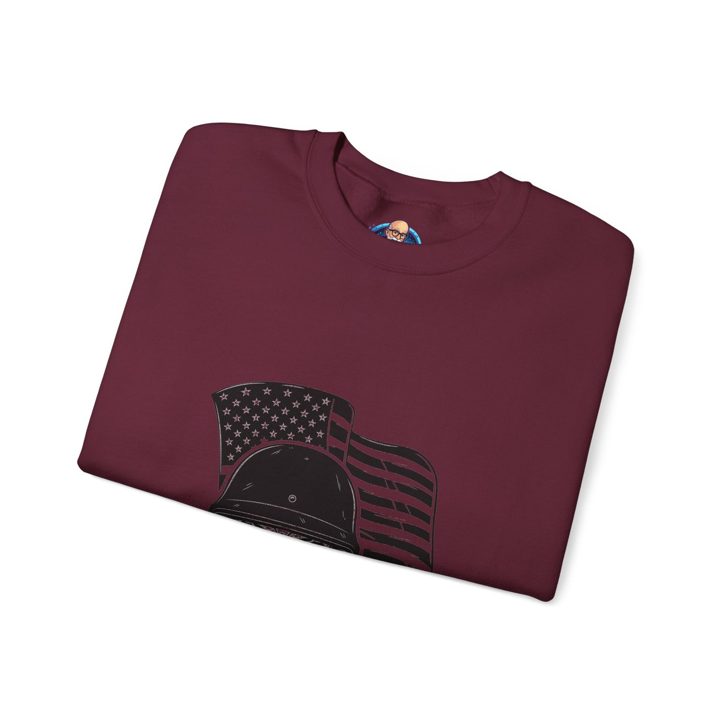 Skull Soldier Crewneck Sweatshirt – American Flag Helmet Graphic