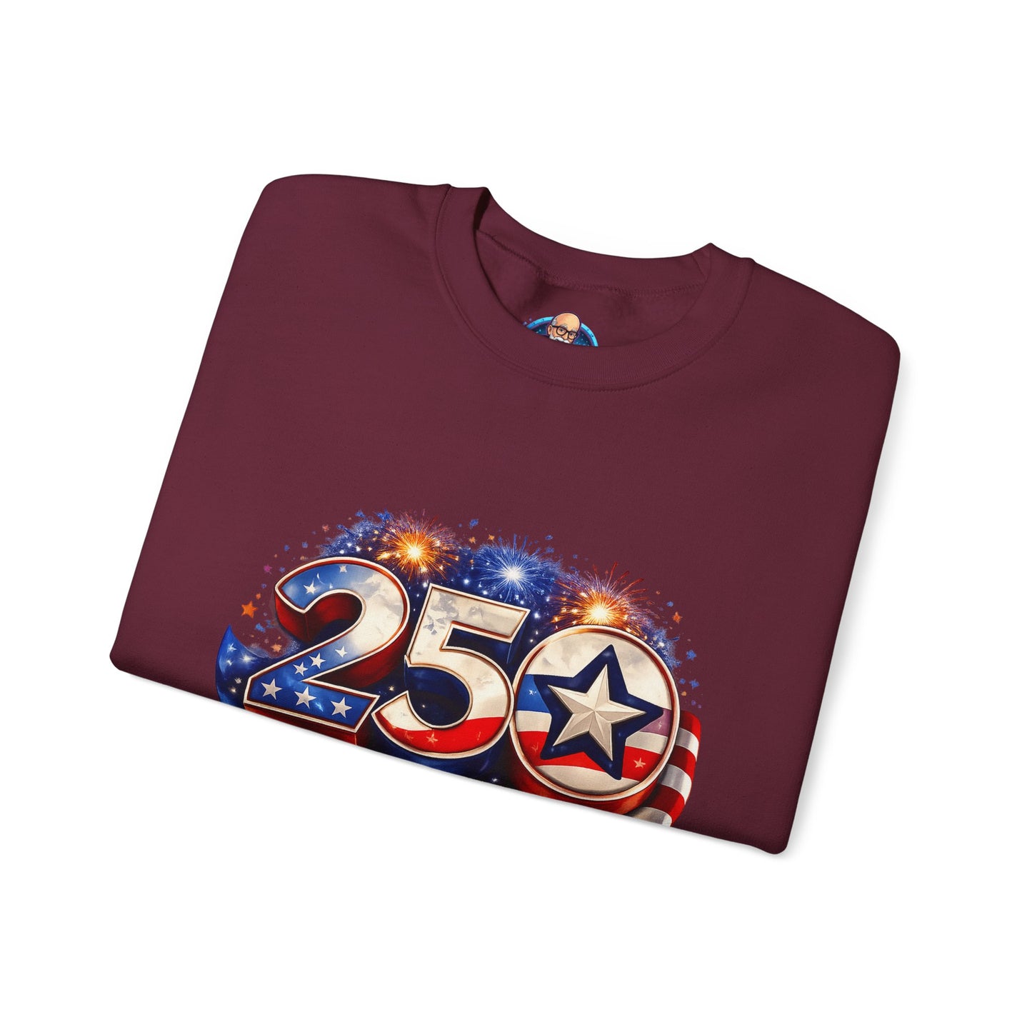 Crewneck Sweatshirt – '250' American Flag Stars & Stripes Patriotic Design