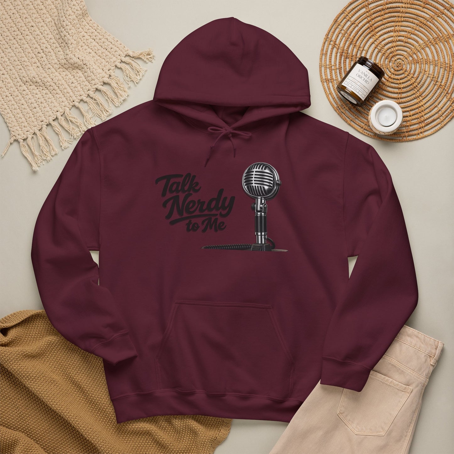 Hoodie — "Talk Nerdy to Me" Retro Ham Radio Microphone Graphic
