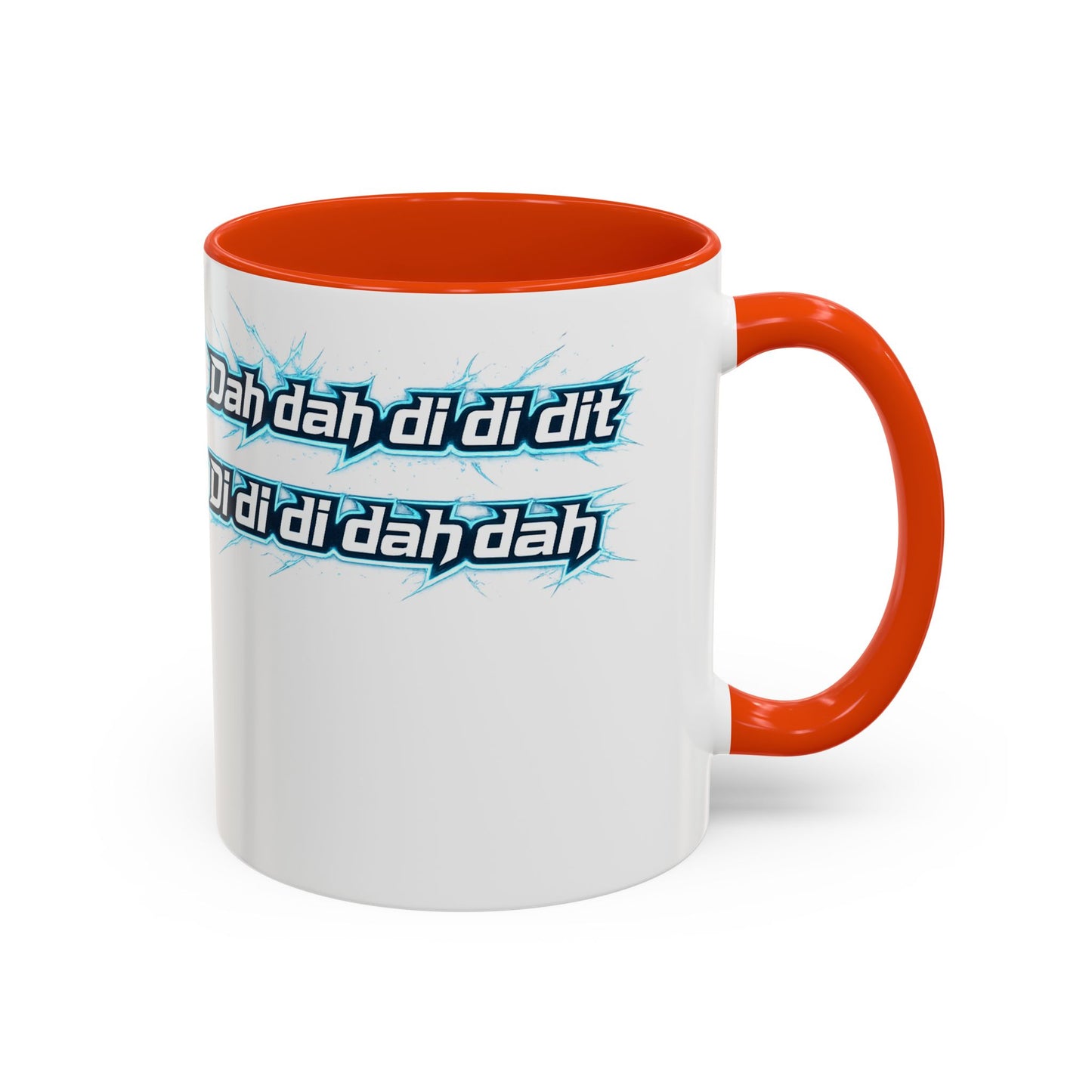 Novelty Mug — 'Dah di dah dit' Repeating Text Ceramic Coffee Cup (11oz & 15oz)
