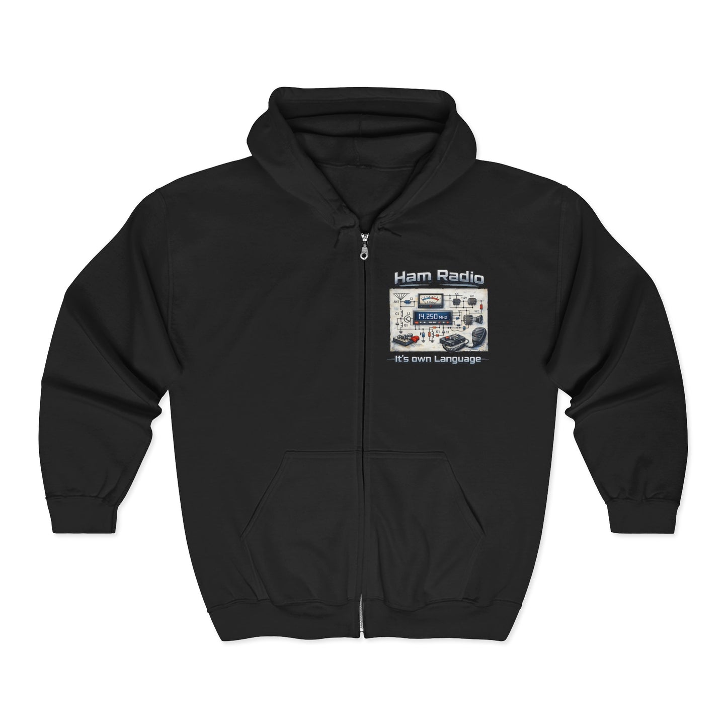 Ham Radio Zip Hoodie — 'Ham Radio: It’s Our Language' Operator Sweatshirt