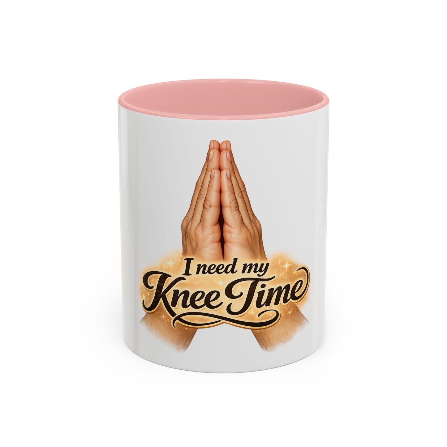 I Need My Knee Time Prayer Coffee Mug — Religious Prayer Hands Accent Mug