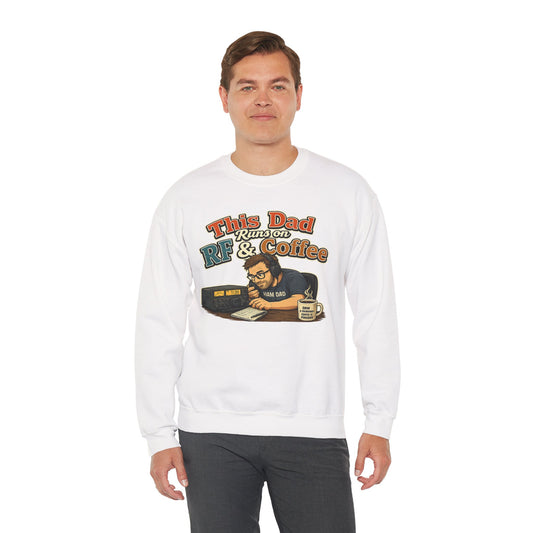 Dad Runs on RF & Coffee Crewneck Sweatshirt – Funny Radio/Engineering Father’s Day Gift
