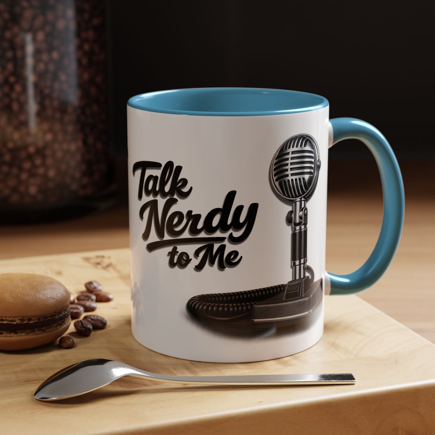 Talk Nerdy to Me Coffee Mug — Retro Ham Radio Microphone Accent Mug (11/15 oz)
