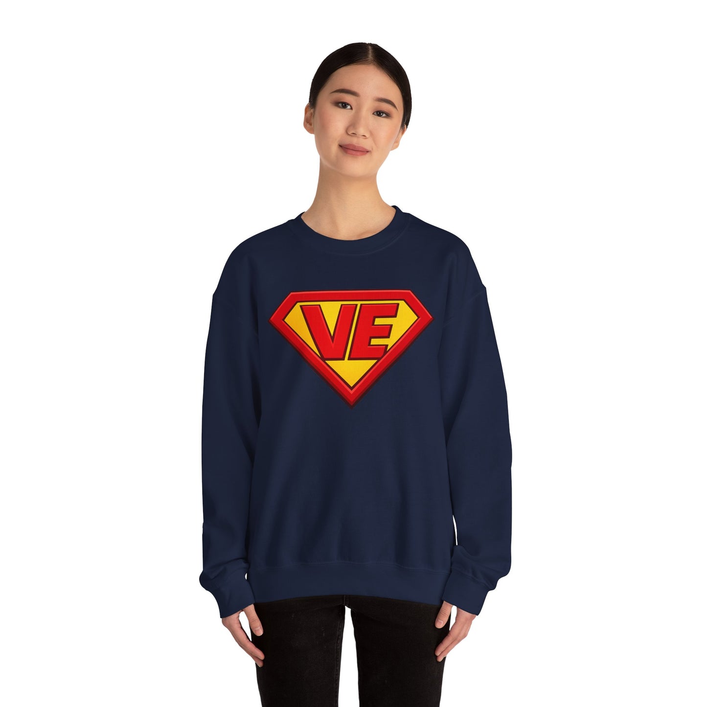 Crewneck Sweatshirt — Superhero 'VE' Logo Pullover