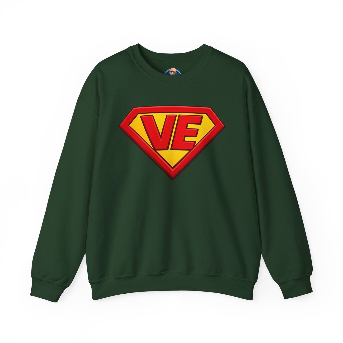 Crewneck Sweatshirt — Superhero 'VE' Logo Pullover