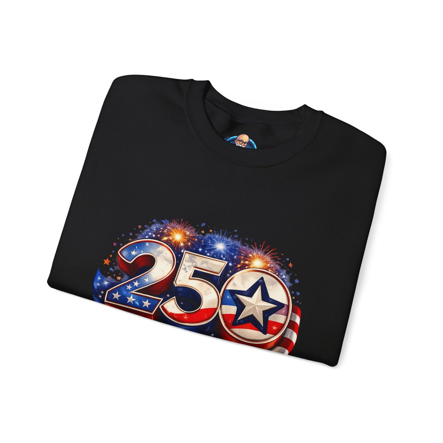Crewneck Sweatshirt – '250' American Flag Stars & Stripes Patriotic Design