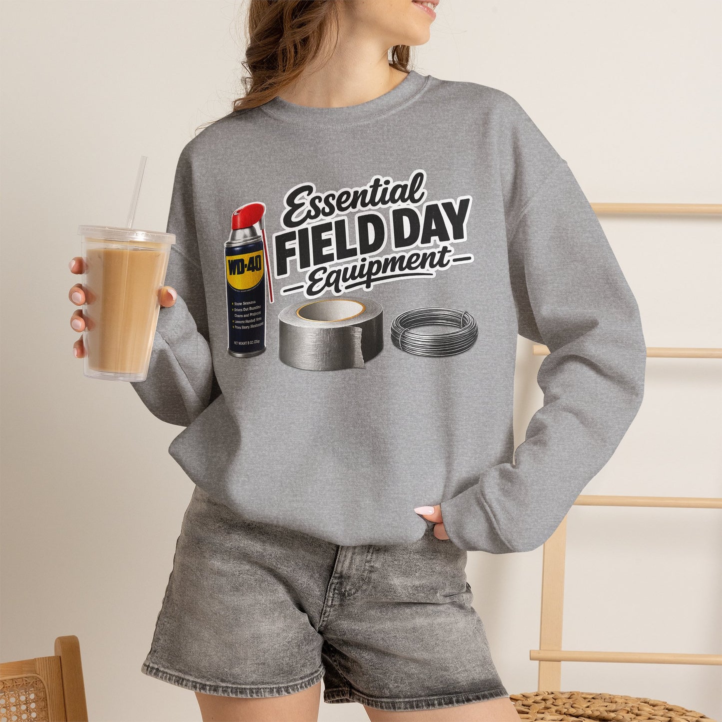 "Essential Field Day Equipment" Graphic - Crewneck Sweatshirt