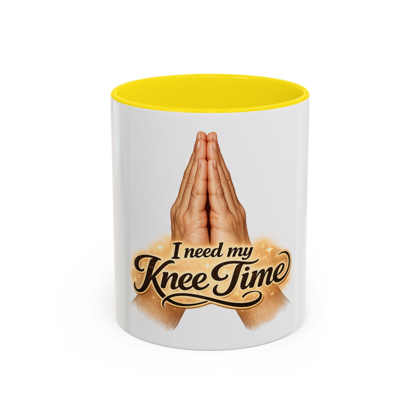 I Need My Knee Time Prayer Coffee Mug — Religious Prayer Hands Accent Mug