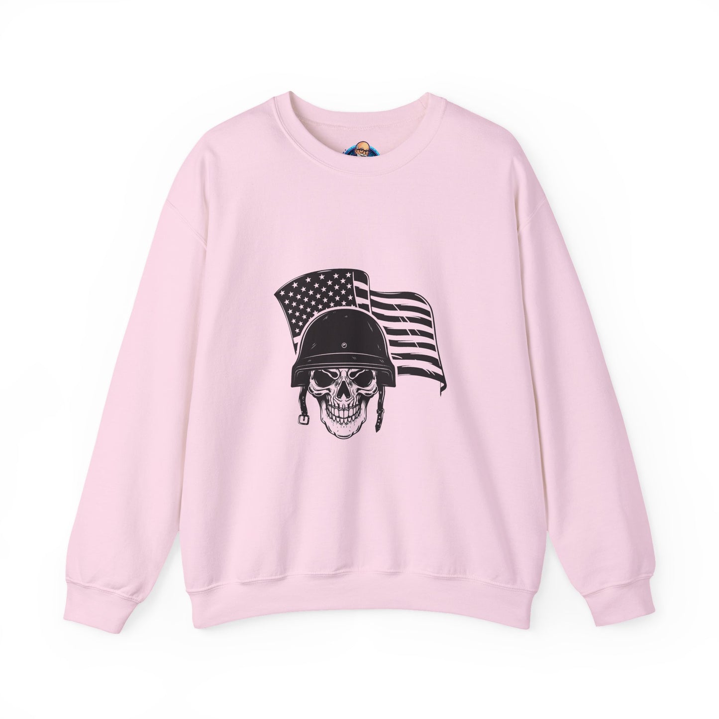 Skull Soldier Crewneck Sweatshirt – American Flag Helmet Graphic