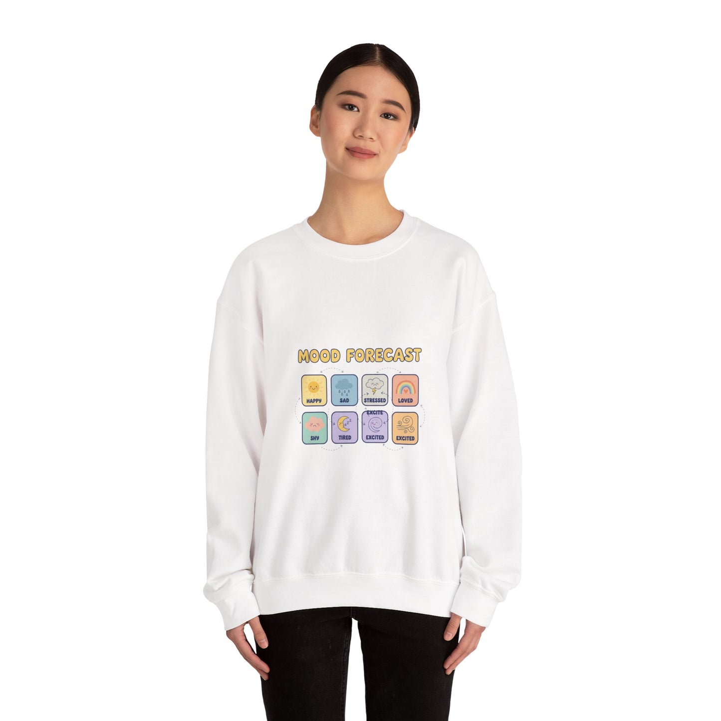 Mood Forecast Chart Sweatshirt | whimsical weather map, emotion forecast illustration