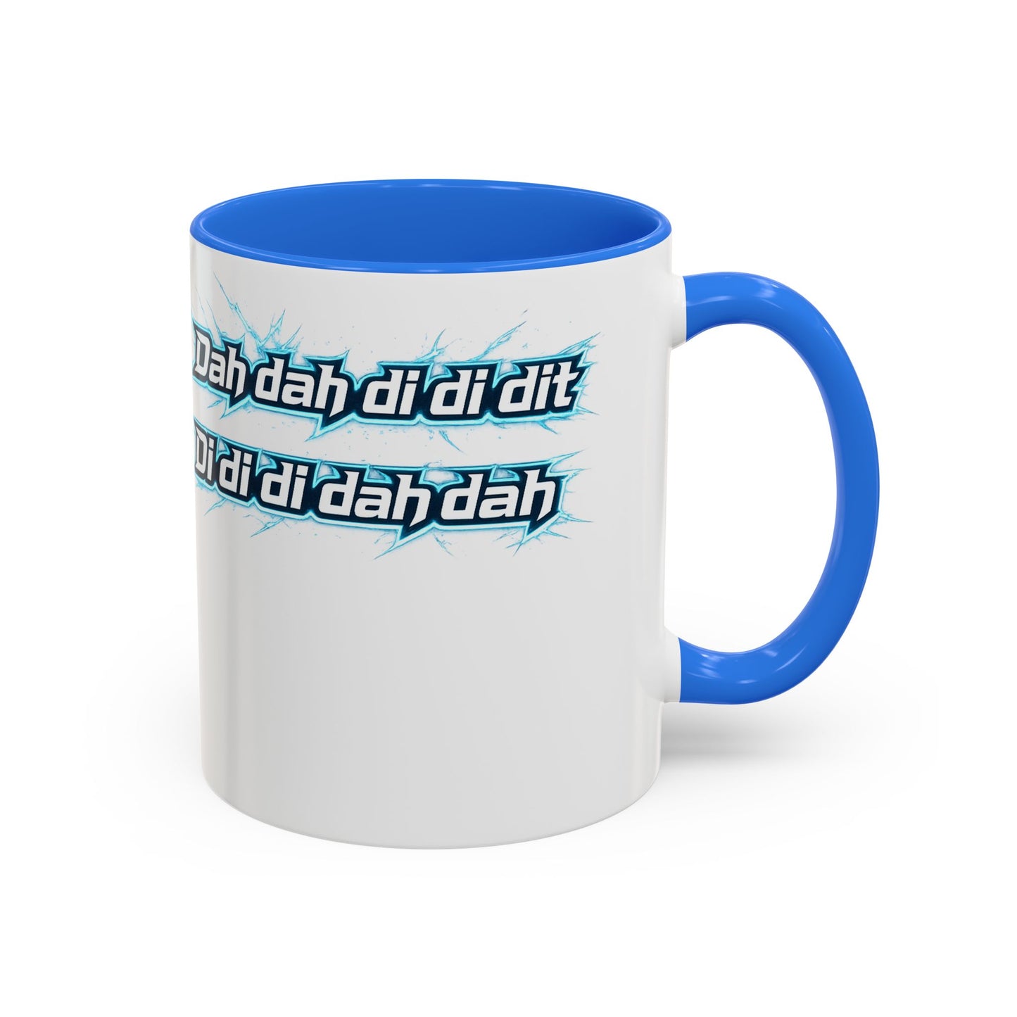 Novelty Mug — 'Dah di dah dit' Repeating Text Ceramic Coffee Cup (11oz & 15oz)