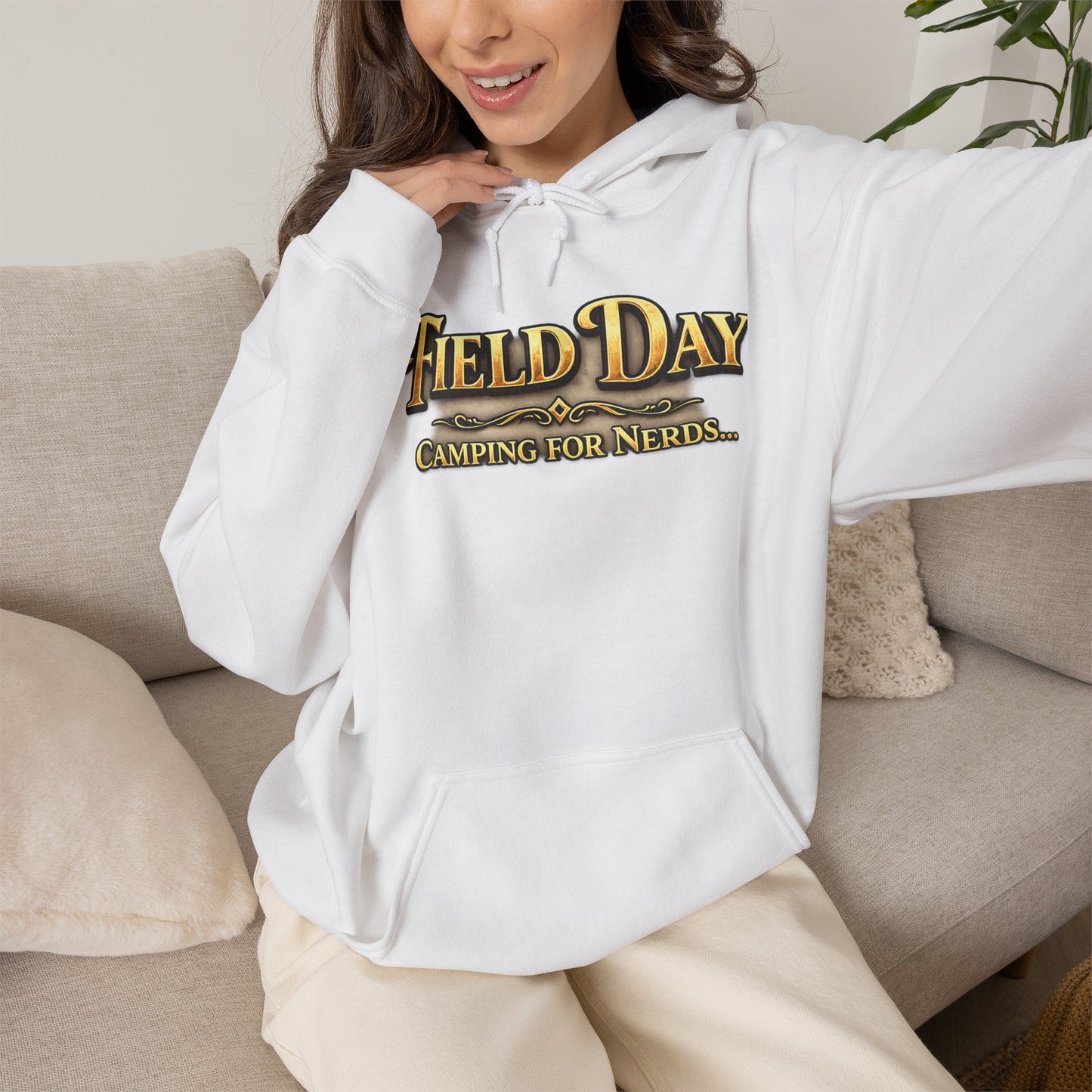 "Field Day: Camping for Nerds" Retro Outdoor Graphic Hoodie
