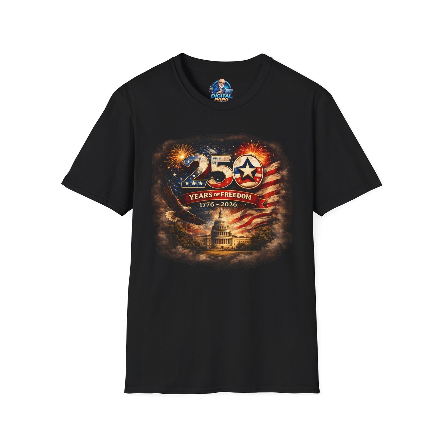 250 Years of Freedom 1776–2026 T-Shirt — Patriotic American Flag & Capitol Anniversary Tee