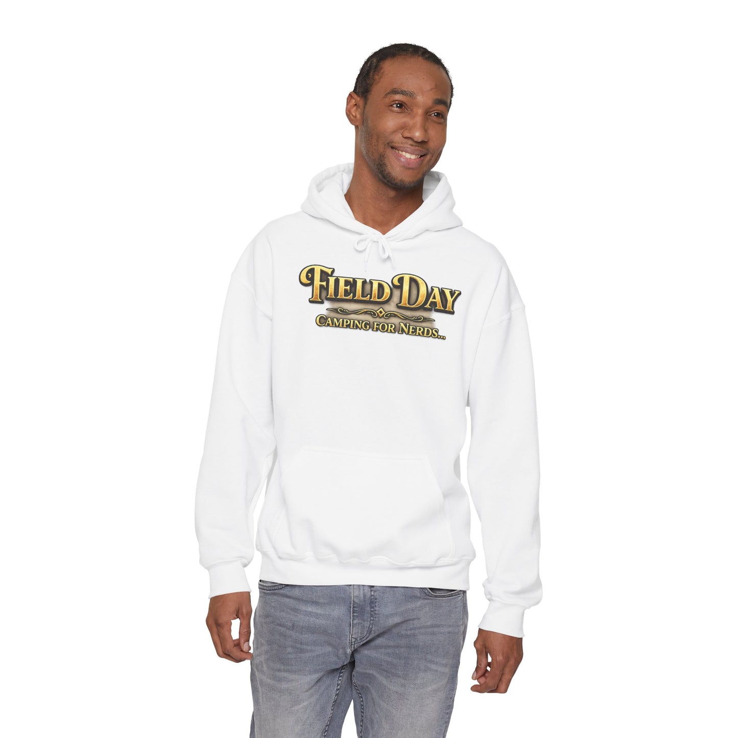 "Field Day: Camping for Nerds" Retro Outdoor Graphic Hoodie