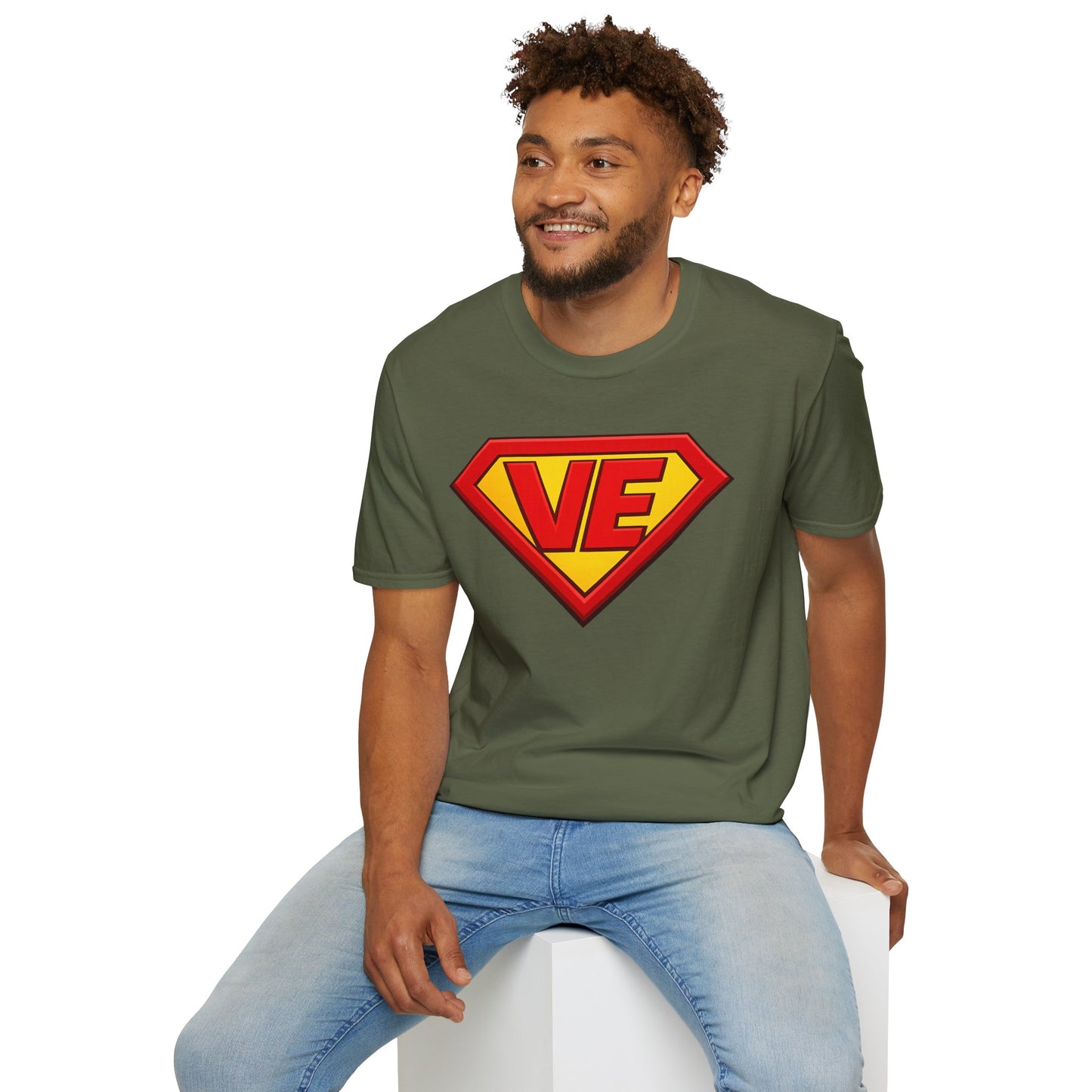 VE Superhero Logo T-Shirt — Bold Retro Graphic Tee
