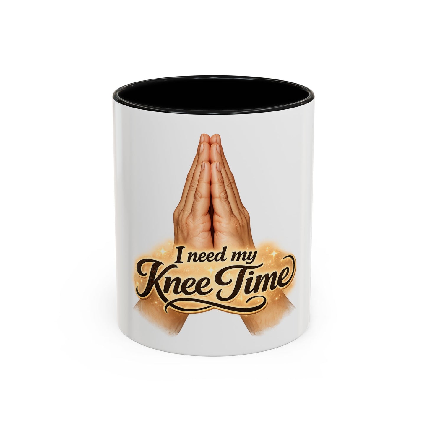 I Need My Knee Time Prayer Coffee Mug — Religious Prayer Hands Accent Mug