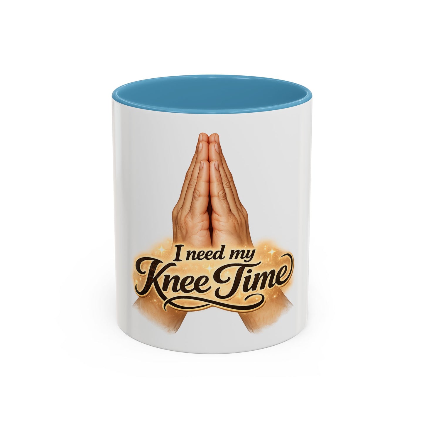 I Need My Knee Time Prayer Coffee Mug — Religious Prayer Hands Accent Mug