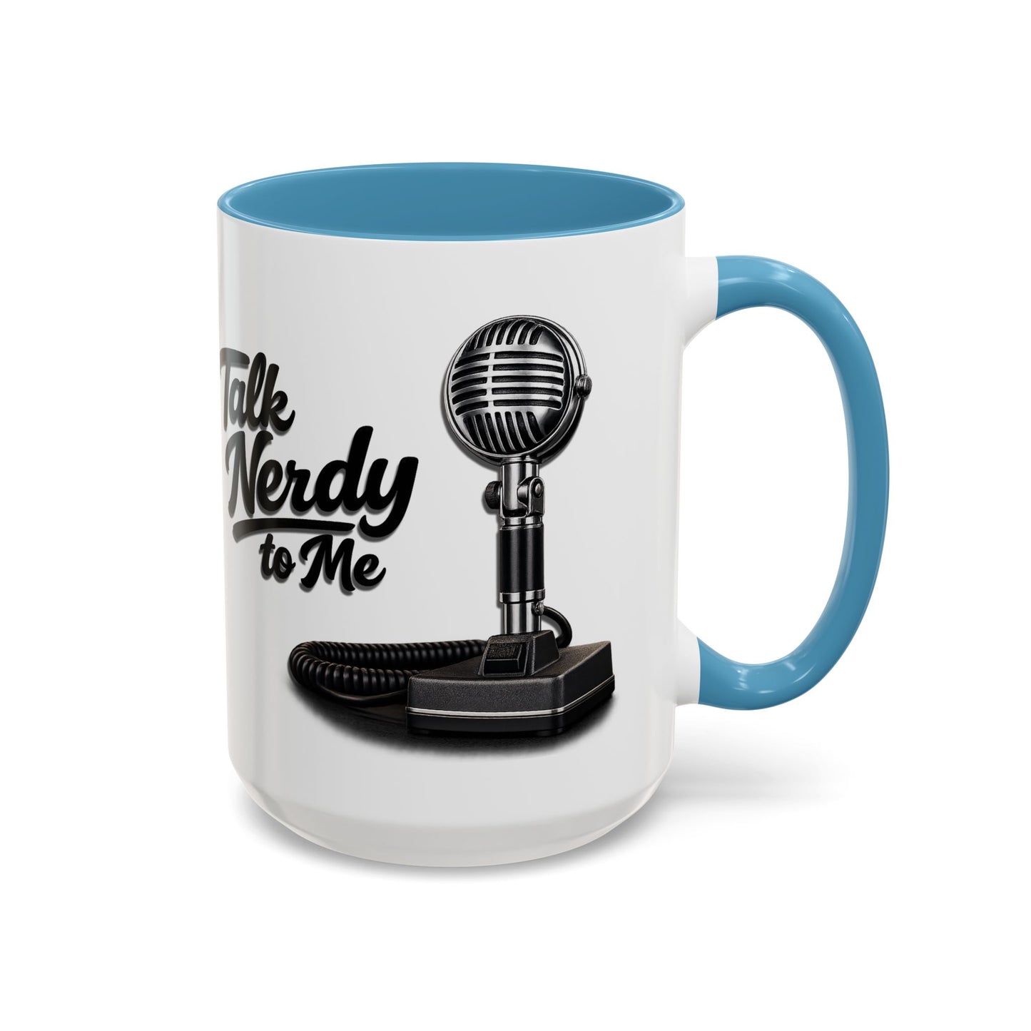 Talk Nerdy to Me Coffee Mug — Retro Ham Radio Microphone Accent Mug (11/15 oz)