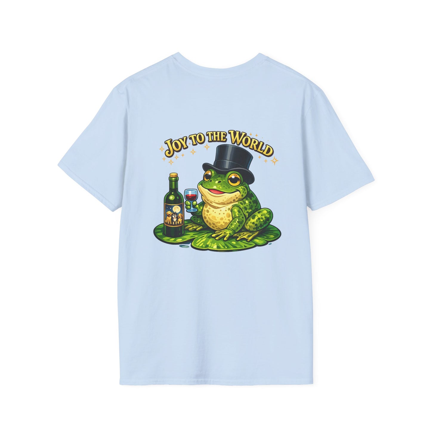 Joy to the World Frog T-Shirt — Festive Top Hat Frog with Wine Bottle