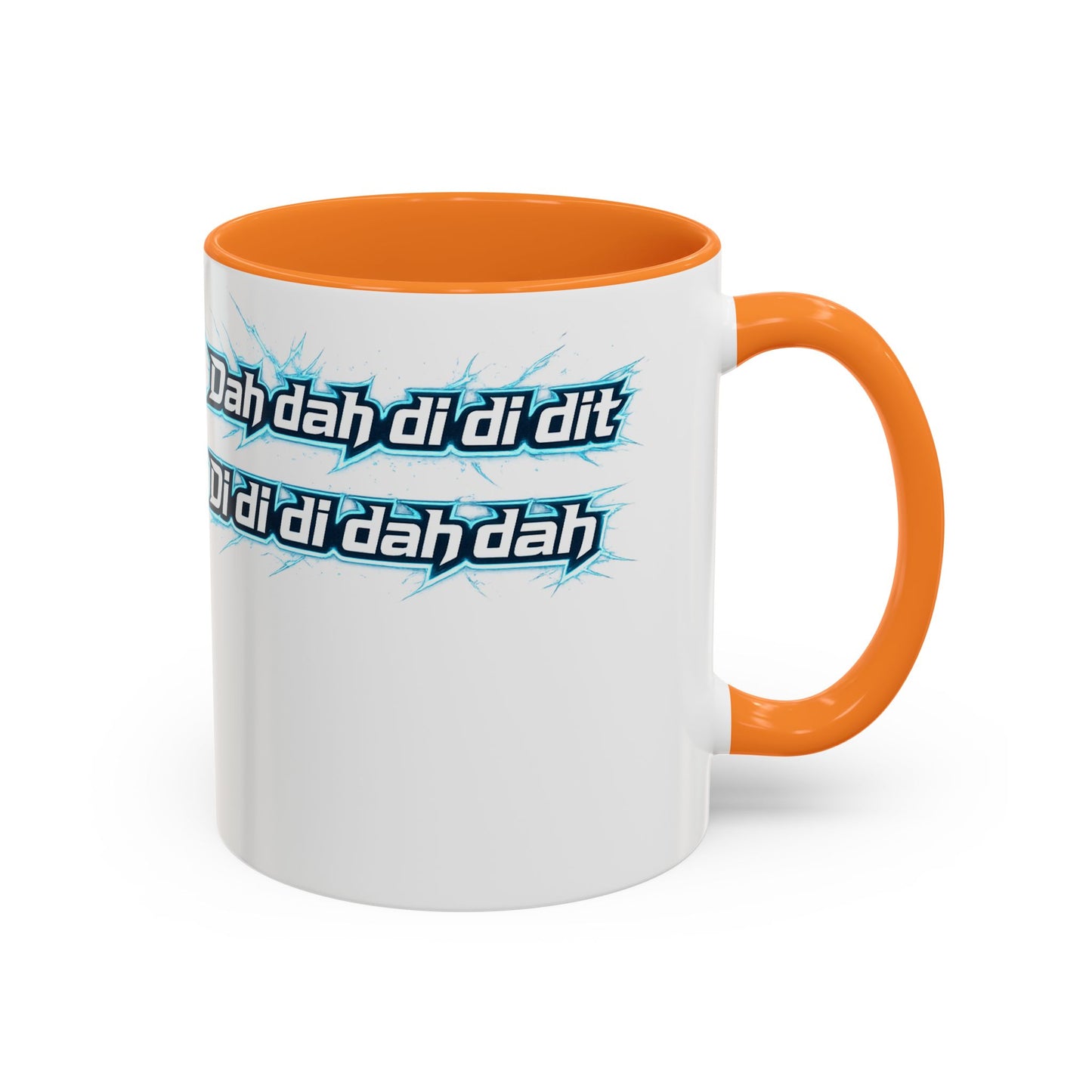 Novelty Mug — 'Dah di dah dit' Repeating Text Ceramic Coffee Cup (11oz & 15oz)