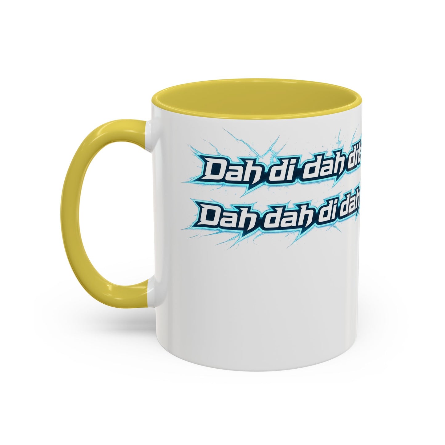 Novelty Mug — 'Dah di dah dit' Repeating Text Ceramic Coffee Cup (11oz & 15oz)