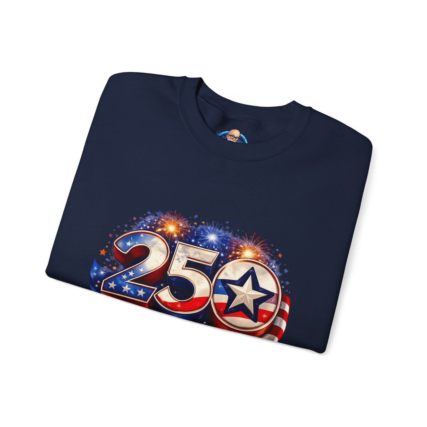 Crewneck Sweatshirt – '250' American Flag Stars & Stripes Patriotic Design