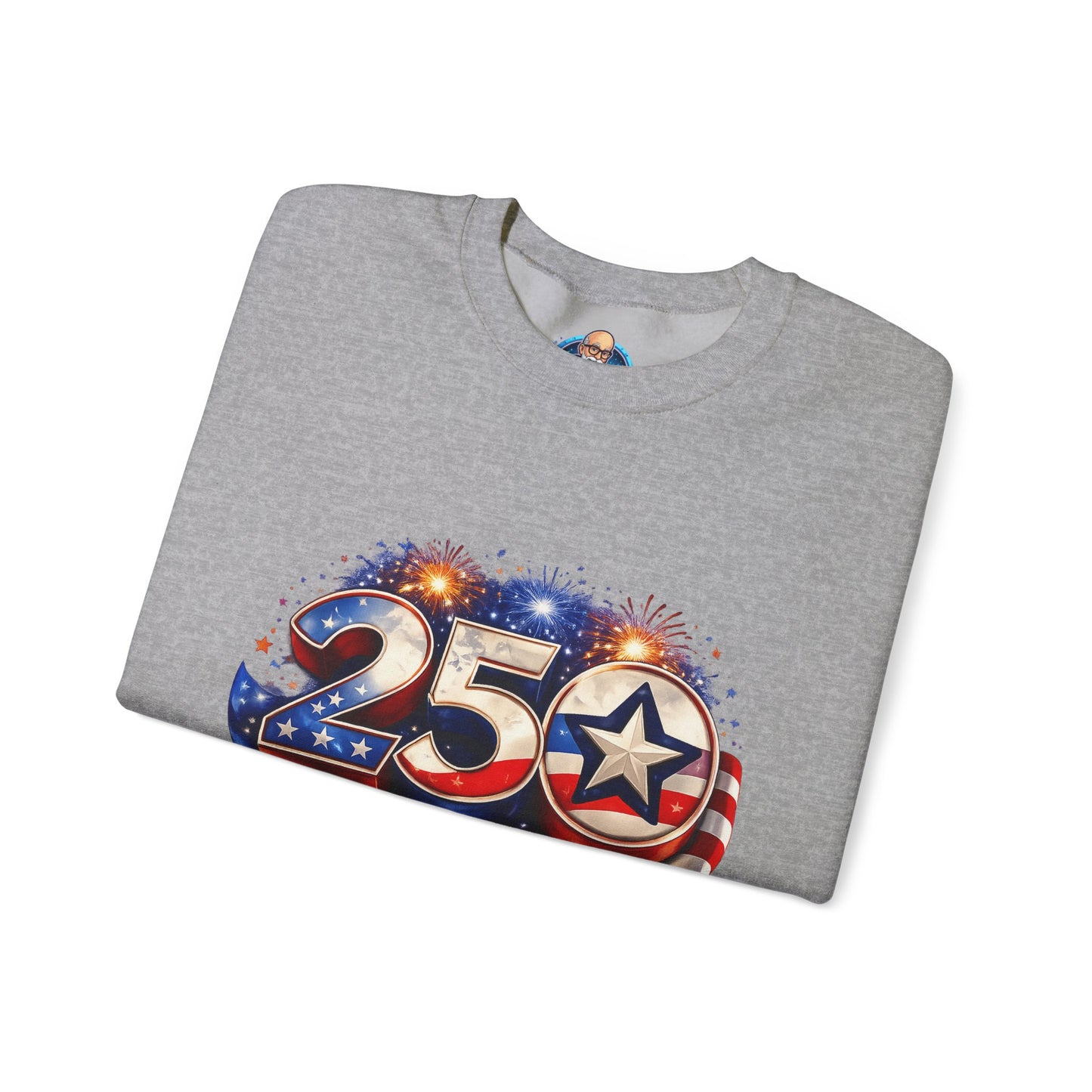 Crewneck Sweatshirt – '250' American Flag Stars & Stripes Patriotic Design