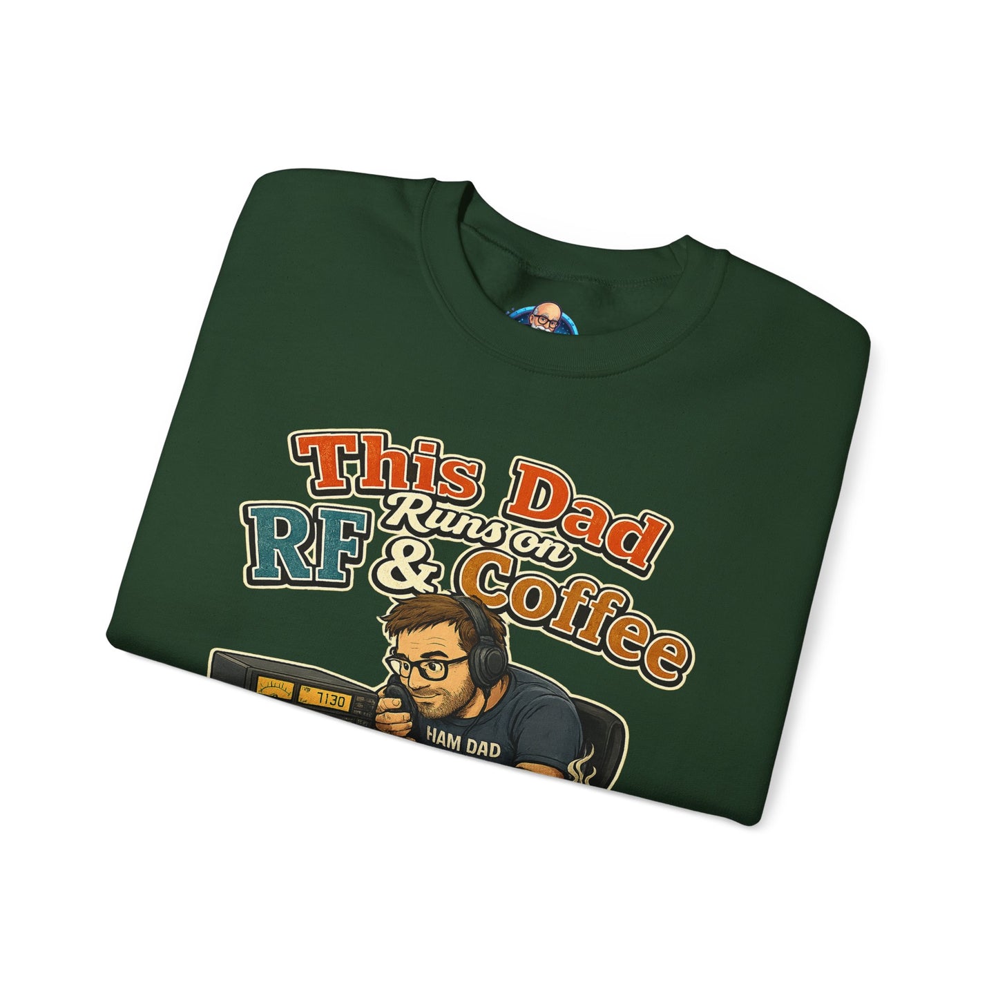 Dad Runs on RF & Coffee Crewneck Sweatshirt – Funny Radio/Engineering Father’s Day Gift