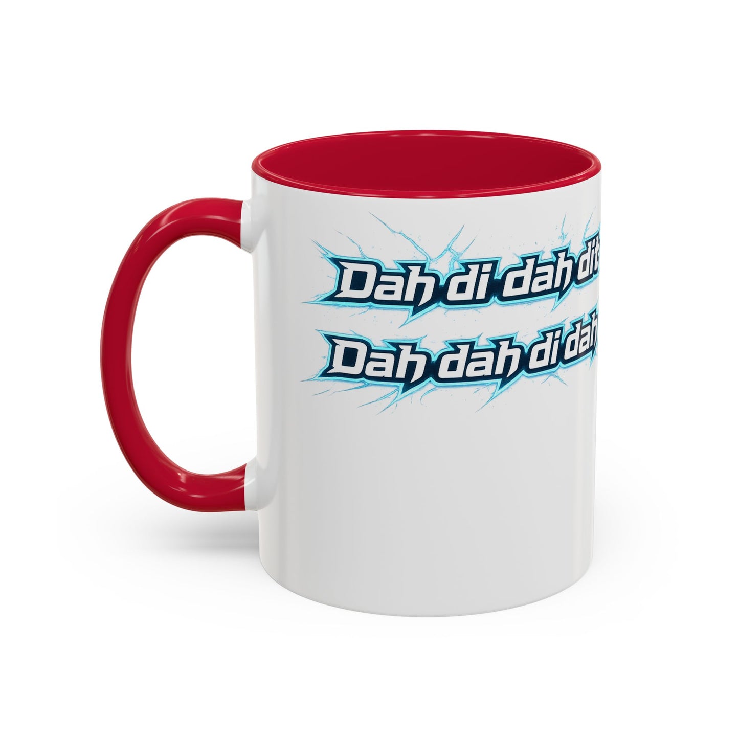 Novelty Mug — 'Dah di dah dit' Repeating Text Ceramic Coffee Cup (11oz & 15oz)