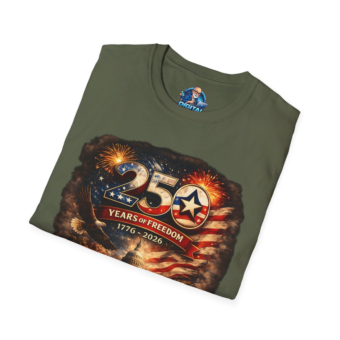 250 Years of Freedom 1776–2026 T-Shirt — Patriotic American Flag & Capitol Anniversary Tee