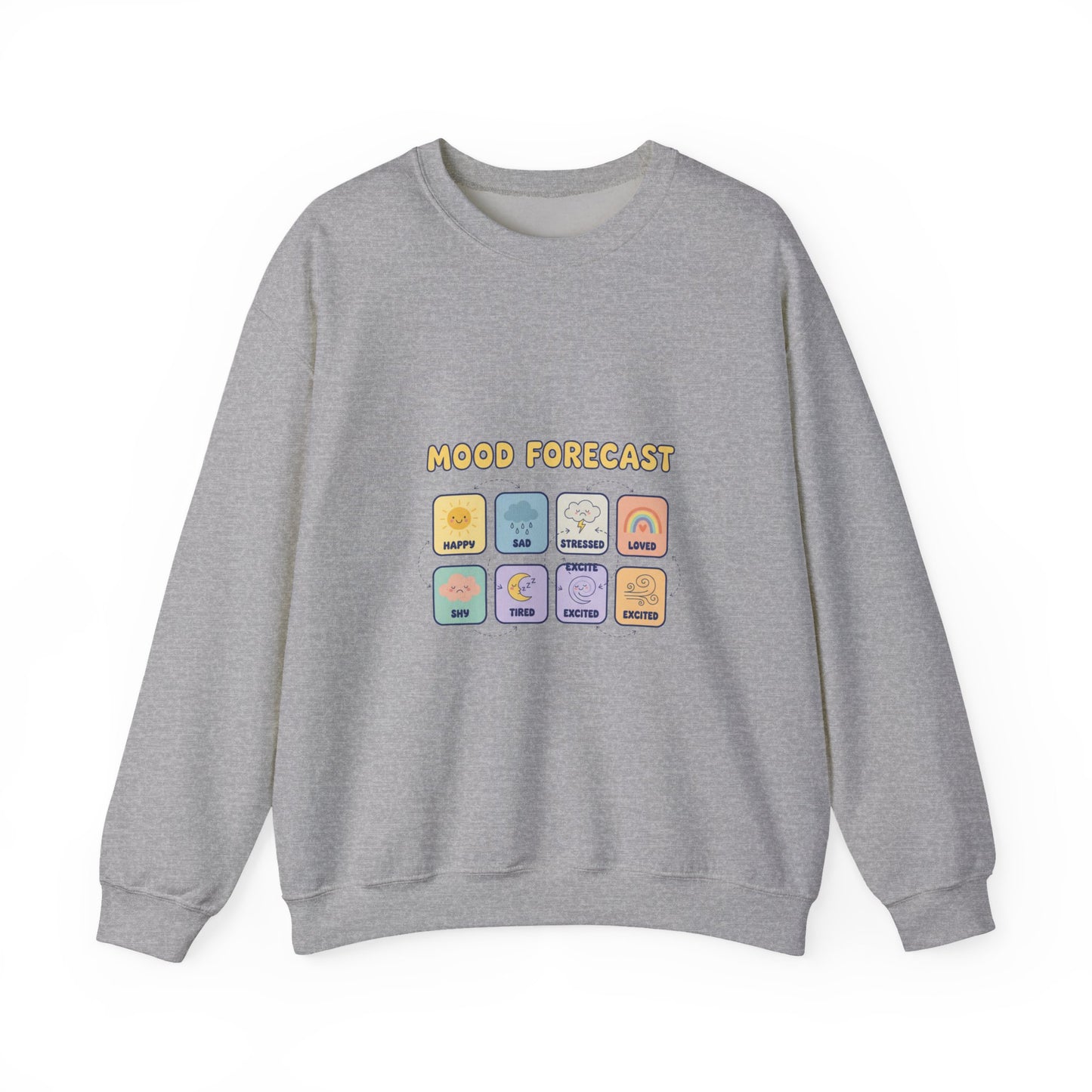 Mood Forecast Chart Sweatshirt | whimsical weather map, emotion forecast illustration
