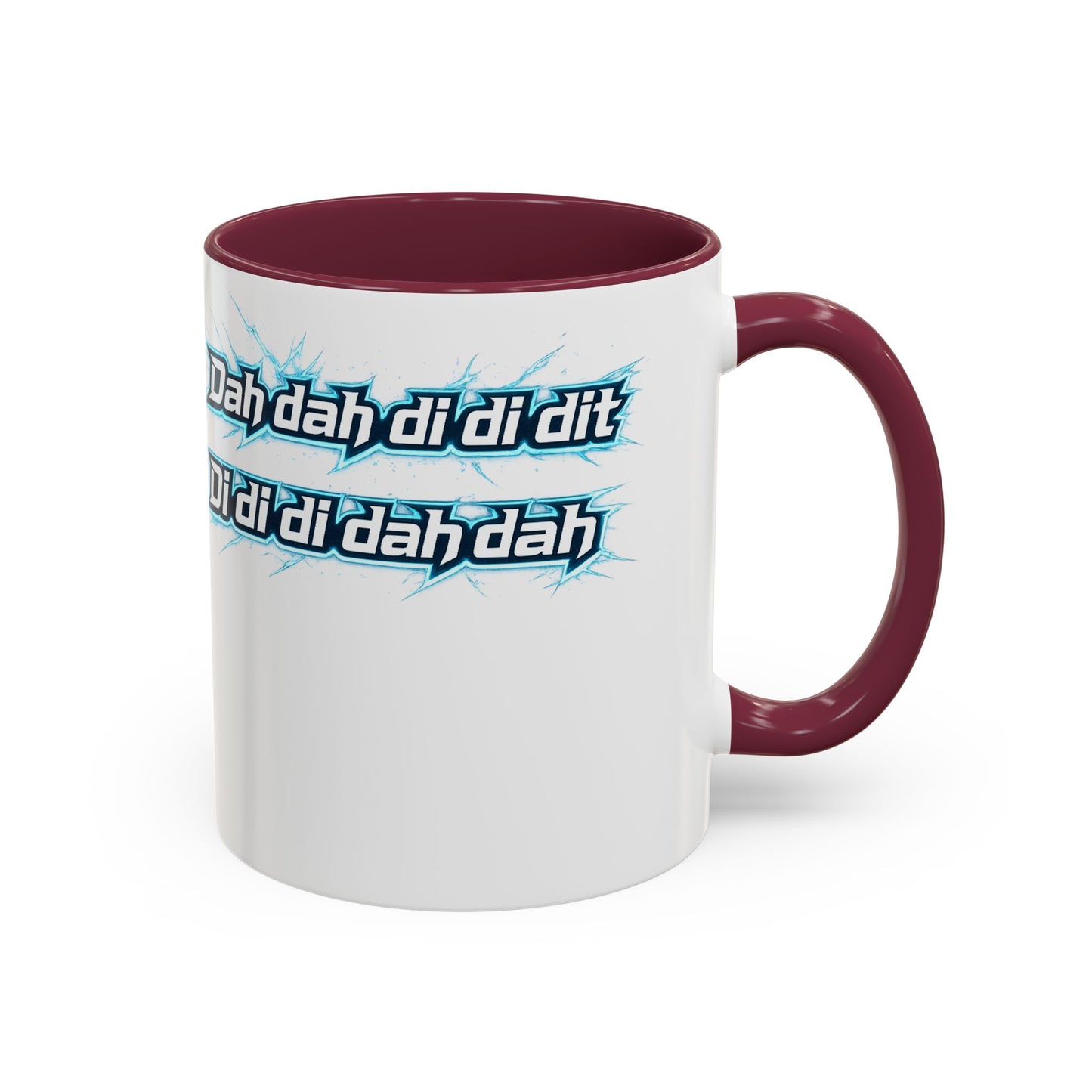 Novelty Mug — 'Dah di dah dit' Repeating Text Ceramic Coffee Cup (11oz & 15oz)