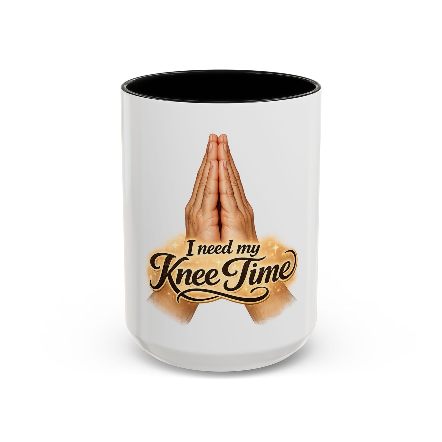 I Need My Knee Time Prayer Coffee Mug — Religious Prayer Hands Accent Mug